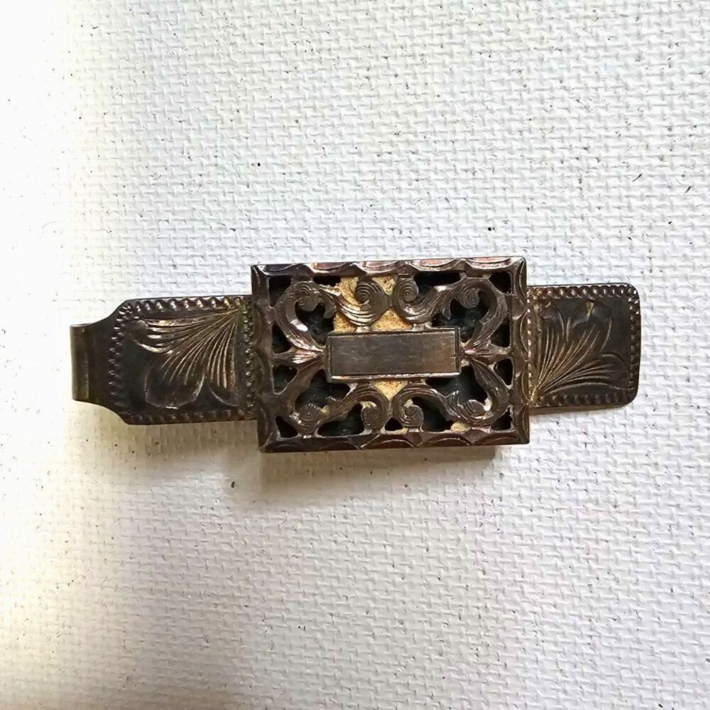Vintage Plafina Sterling Silver 925 Mexico Ornate Scroll Money Clip Signed